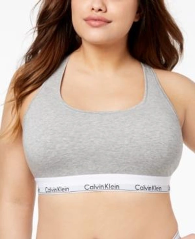 Shop Calvin Klein Plus Size Modern Cotton Unlined Bralette Qf5116 In Gray