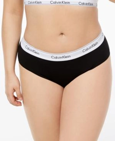 Calvin Klein Plus Size Modern Cotton Logo Hipster Underwear Qf5118 In Black