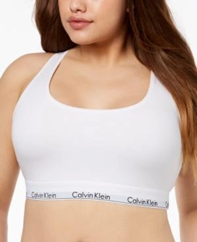 Shop Calvin Klein Plus Size Modern Cotton Unlined Bralette Qf5116, First At Macy's In White