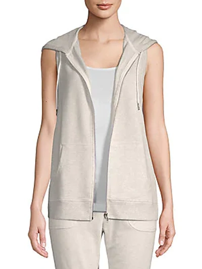 Shop Nanette Lepore Front-zip Sleeveless Hoodie In Oatmeal Heather