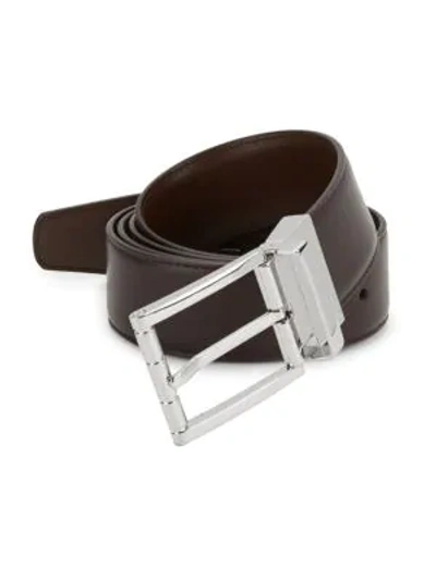 Shop Bally Astor Adjustable And Reversible Leather Belt In Mid Brown