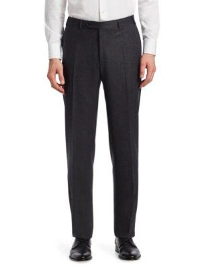 Shop Canali Wool Pants In Charcoal