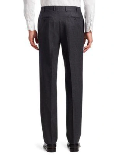 Shop Canali Wool Pants In Charcoal