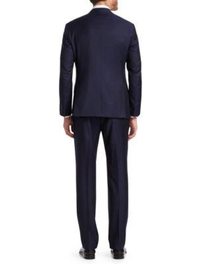 Shop Giorgio Armani Two-piece Wool Peak Lapel Suit In Blue