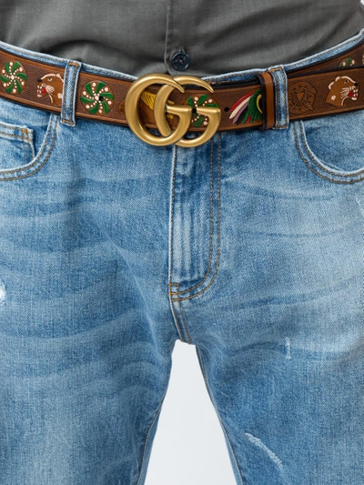 Shop Gucci Embossed Leather Belt