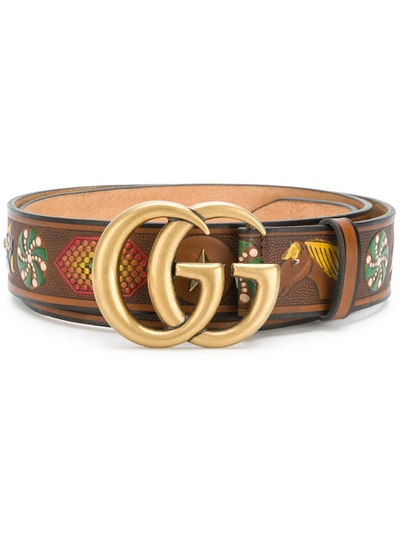 Shop Gucci Embossed Leather Belt