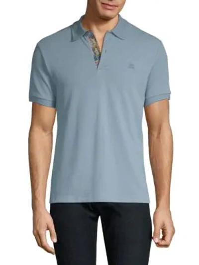 Shop Burberry Cotton Polo Shirt In Dusty Teal
