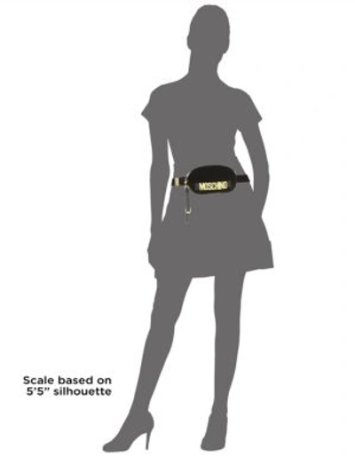 Shop Moschino Goldtone Logo Belt Bag In Black