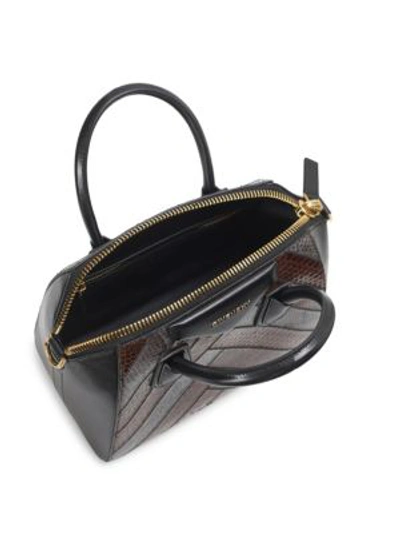 Shop Givenchy Small Exotic Patchwork Python Antigona Bag In Black