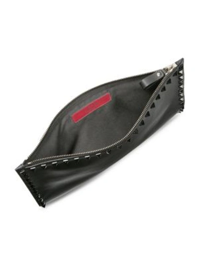 Shop Valentino Large Tonal Studded Flat Pouch In Black