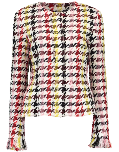 Shop Oscar De La Renta Cropped Tweed Jacket In Mulberry