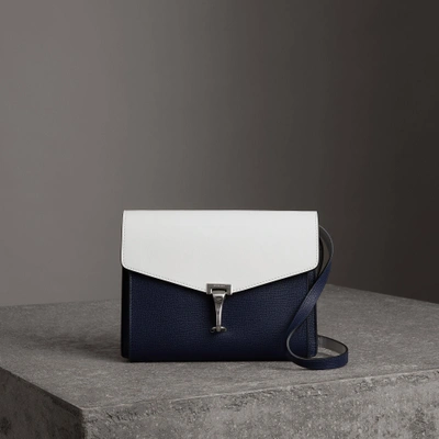 Shop Burberry Two-tone Leather Crossbody Bag In Regency Blue/chalk White