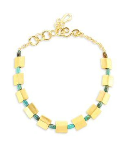 Shop Stephanie Kantis Sequence Turquoise Howlite Collar Necklace In Gold Turquoise