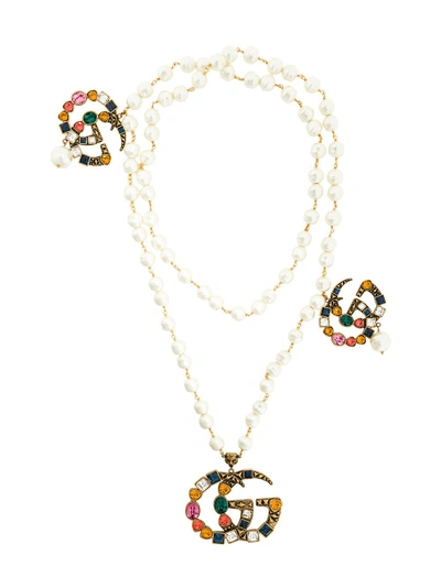 Shop Gucci Gg Logo Necklace - White