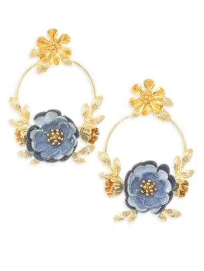 Shop Kate Spade Flower Child Door Knocker Earrings In Blue