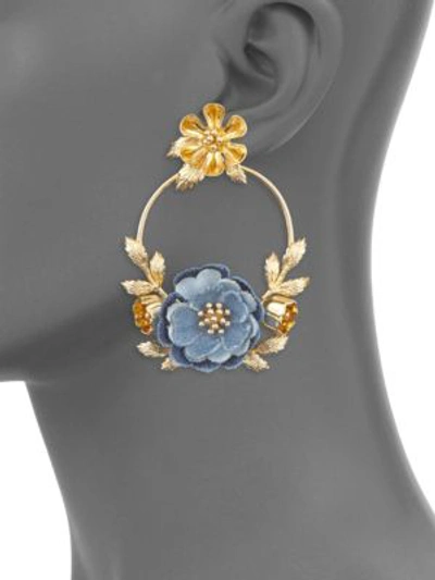 Shop Kate Spade Flower Child Door Knocker Earrings In Blue