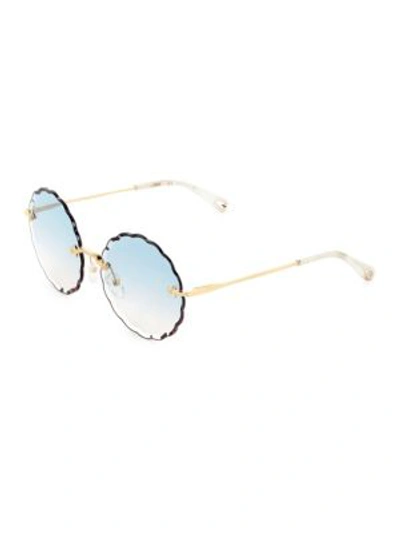 Shop Chloé Rosie Round Scalloped Sunglasses In Gold Gradi