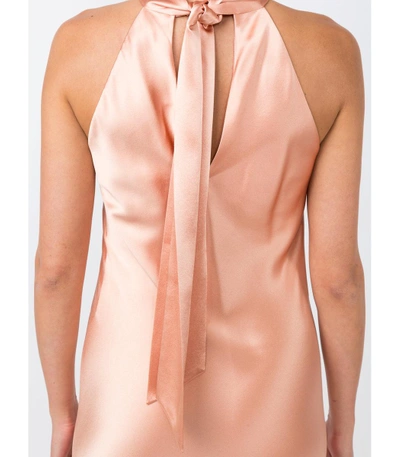 Shop Galvan Pink Silk Tie Neck Dress