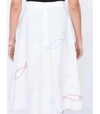 Shop Maison Rabih Kayrouz Fish Print Skirt In White