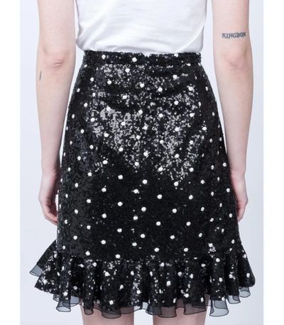 Shop Giambattista Valli Black Polkadot Sequin Skirt