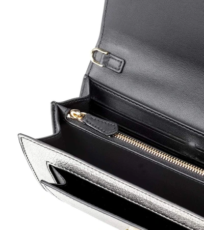 Shop Alexander Mcqueen Wallet On Chain Leather Shoulder Bag In Grey