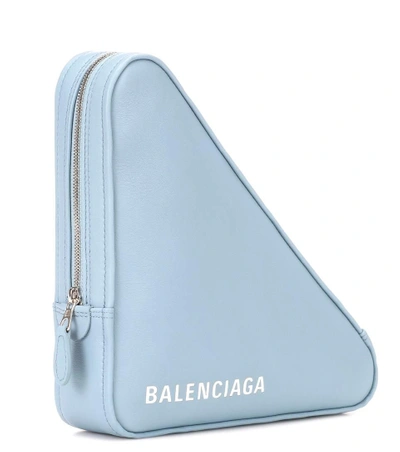 Shop Balenciaga Triangle Clutch In Blue