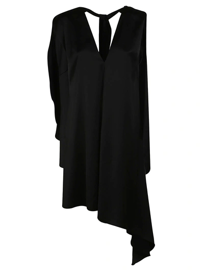 Shop Msgm Cape Detail Dress In Black