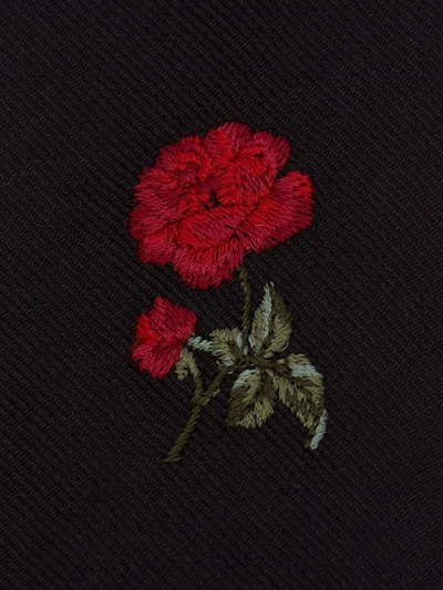 Shop Alexander Mcqueen Rose Embroidery Tie In Black/red