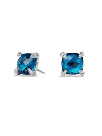 Shop David Yurman Women's Châtelaine® Earrings With Gemstones And Diamonds In Hampton Blue Topaz