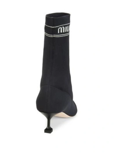 Shop Miu Miu Kitten Heel Sock Booties In Black