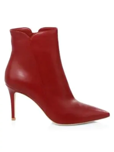 Shop Gianvito Rossi Pointy Leather Booties In Syrah