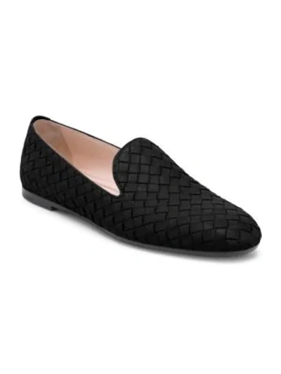 Shop Bottega Veneta Fiandra Woven Leather Loafers In Black