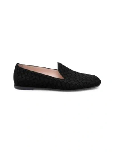 Shop Bottega Veneta Fiandra Woven Leather Loafers In Dark Cement