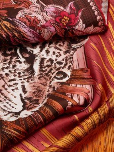 Shop Ferragamo Leopard Silk Scarf In Multi