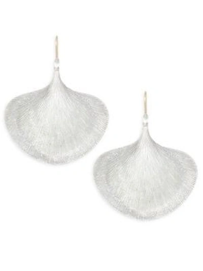 Shop Annette Ferdinandsen Women's Organic Sterling Silver Ginkgo Leaf Drop Earrings In White