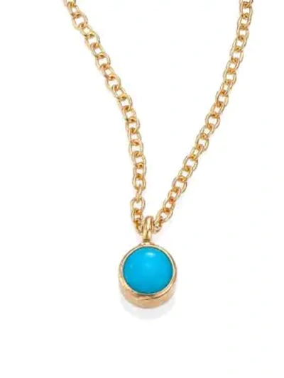 Shop Zoë Chicco Turquoise & 14k Yellow Gold Pendant Necklace In Gold Turquoise