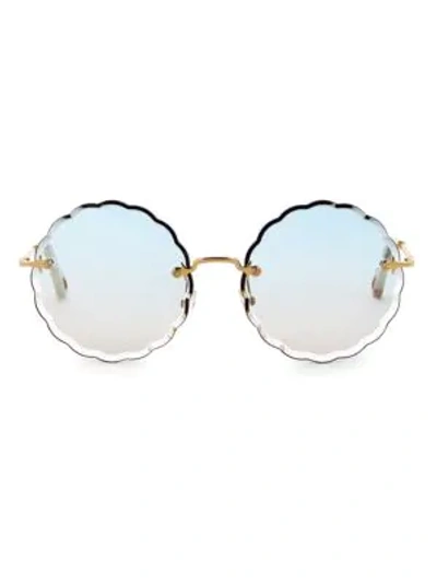 Shop Chloé Rosie Round Scalloped Sunglasses In Glod Gront