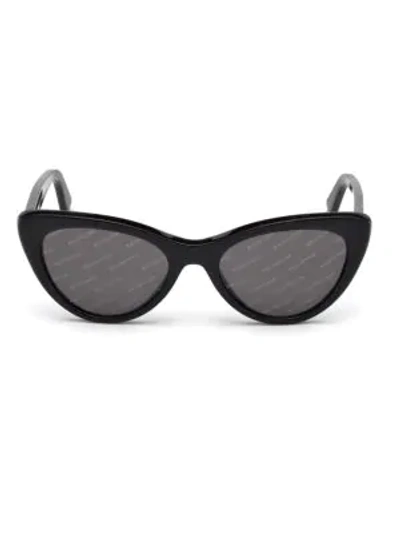 Shop Balenciaga 54mm Cat Eye Black Acetate Logo Sunglasses