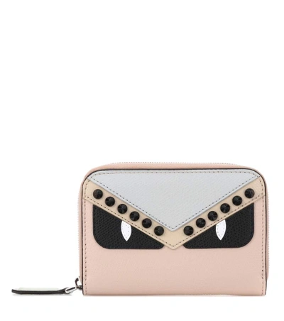 Shop Fendi Leather Wallet In Beige