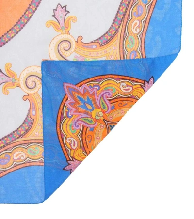 Shop Etro Bordered Floral Scarf In Multicoloured