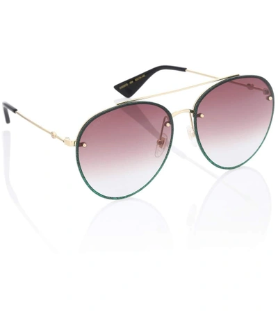 Shop Gucci Glitter Aviator Sunglasses In Female