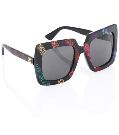 Shop Gucci Oversized Square Sunglasses In Multicoloured