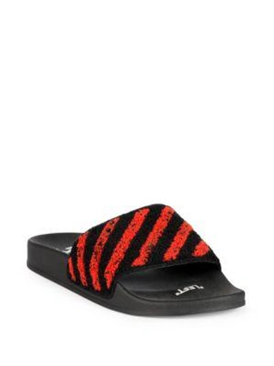 Shop Off-white Flyknit Stripes Slides In Black Orange