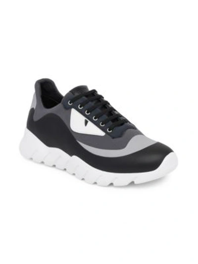 Shop Fendi Monster Colorblock Sneakers In Anthracite