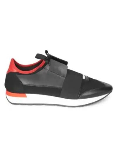 Shop Balenciaga Race Runner Trainers In Argent Nero