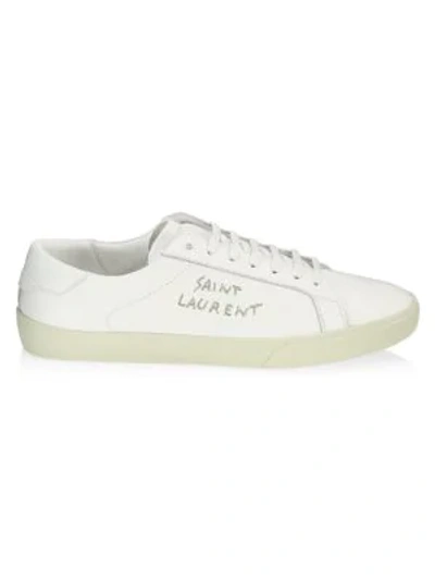 Shop Saint Laurent Court Classic Leather Sneakers In Optic White