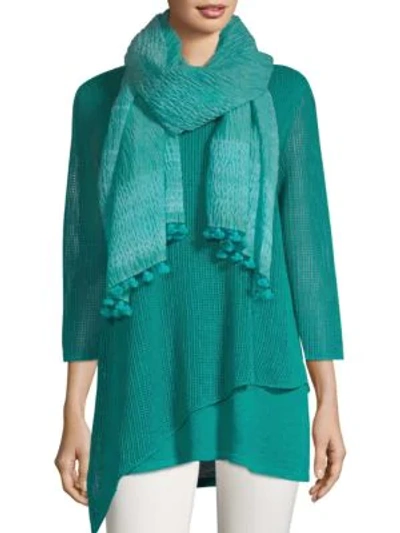 Shop Eileen Fisher Organic Cotton-blend Scarf In Turquoise