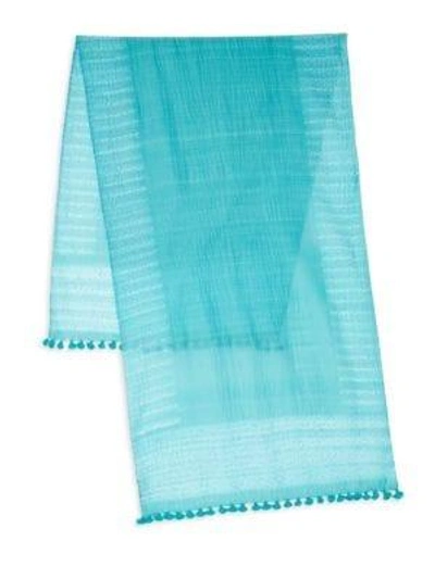 Shop Eileen Fisher Organic Cotton-blend Scarf In Turquoise