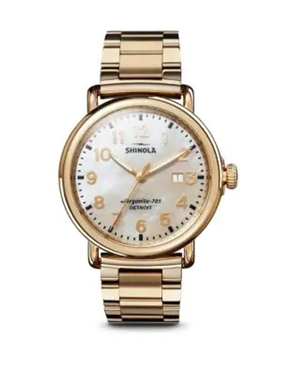 Shop Shinola The Runwell Stainless Steel Bracelet Watch In Yellow Gold