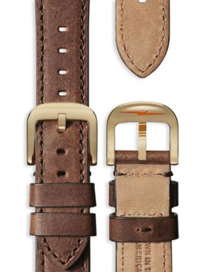 Shop Shinola Runwell Leather Strap Watch In Brown